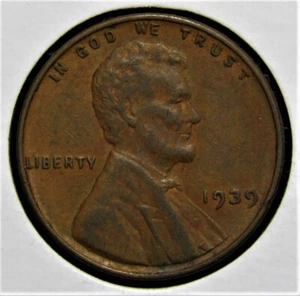 1939 P US Lincoln Wheat Penny 1 Cent Copper Coin - Picture 1 of 2