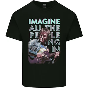 Imagine Paz Mundial Música Guitarra Hippy Algodón Hombre Camiseta - Imagen 1 de 3