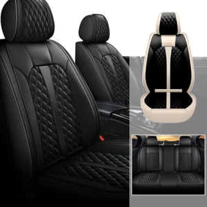 For Infiniti QX50 2019-2024 Car 2&5Seat Covers Fuax Leather Cushion Beige&Black - Picture 1 of 17