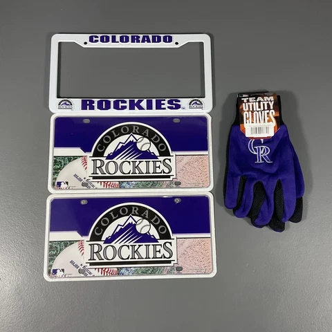 Colorado Rockies MLB Ultimate Fan Gift Lot Utility Gloves, Auto Tag, Auto Frame Cover