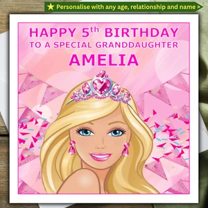BARBIE BIRTHDAY CARD personalised AGE RELATIONSHIP NAME - Picture 1 of 4