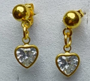Earrings 14ctGold plat. on 925 Silver, Lovely Austrian Crystal, Simple,style,... - Picture 1 of 13