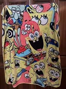 Vintage Nickelodeon Sponge Bob Square Pants Fleece Throw Blanket 49 x 58 RARE - Picture 1 of 7