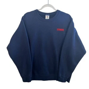 Vintage Navy Blue Marsh Supermarket Embroidered Crewneck Sweatshirt Pullover L - Picture 1 of 5