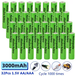 32Pcs 1.5v AA AAA Rechargeable Batteries 3000mAh Alkaline Battery for LED Light - Picture 1 of 38