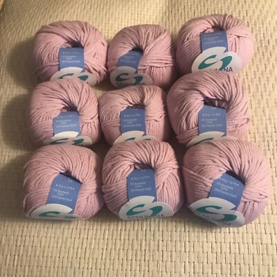 LOTE de 9 Schulana SUPER ALGODÓN Hilados Mezcla Algodón/Poliéster 50g - ROSA - Italia - NUEVO Foto 1 de 2