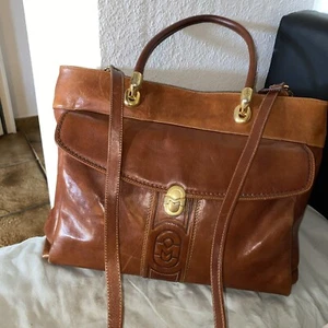 Marino Orlandi  Hochwertige Tasche Tragegurt Und Henkel Cognac  - Bild 1 von 6