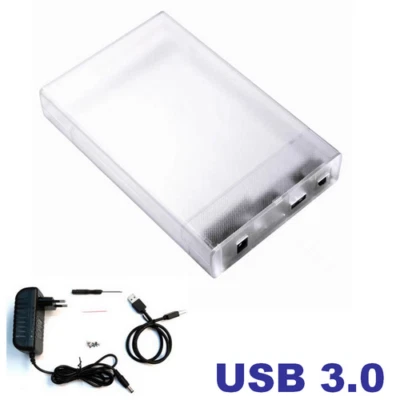 CASE BOX ESTERNO PER HARDISK HARD DISK TRASPARENTE HD 3.5" SATA USB 3.0 HDD - Immagine 1 di 4