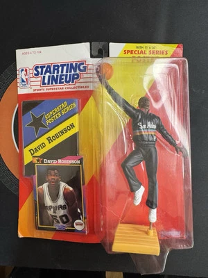 Tarjeta y moneda de figura de David Robinson San Antonio Spurs 1991 alineación inicial  Foto 1 de 3