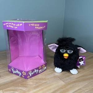 Vintage 1998 Furby schwarze Hexenkatze grüne Augen rosa Ohren Gen 1 70-800 funktioniert nicht - Bild 1 von 19