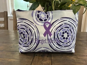 Thirty One Gray Purple Cancer Forget Me Not Zip Storage Bag - Picture 1 of 4