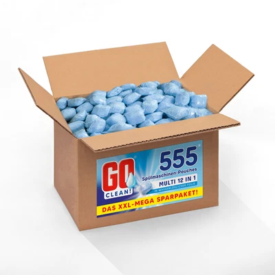 10 kg ca. 555 St. GO clean! 12-in-1 Spülmaschinentabs-Pouches 18g in wsl. Folie - Bild 1 von 4
