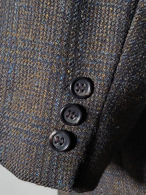 40L Brown orange GLEN Plaid MOHAIR Wool tweed Jacket Sport Coat Blazer PIERRE  - Image 1 of 4