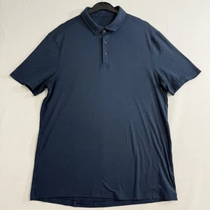 Lululemon Evolution Polo Short Sleeve Size Medium Navy Blue *has small hole - Picture 1 of 8