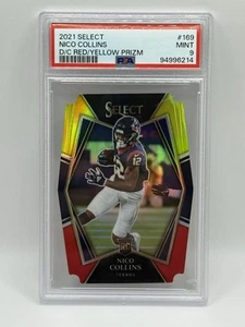 Nico Collins 2021 Select Premier Level rojo amarillo troquelado Prizm RC #169 PSA 9 - Imagen 1 de 2