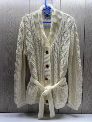Suéter Joyce Vintage Mujer XL Blanco Crema Acrílico Cárdigan Tejido Foto 1 de 4