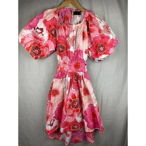 ASOS DESIGN cotton puff sleeve dress sz 6 cut out back bloom floral print spring - Picture 1 of 11