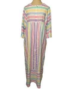 Leisure Life Lounge House Dress Gown Housecoat L Pastel Stripe Zip VTG 40” Chest - Picture 1 of 5