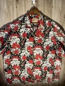 Vintage Paradise On A Hanger Men’s 4XL Skulls Roses Hawaiian Shirt Rare - Picture 1 of 11