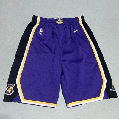 耐克洛杉矶湖人队 NBA 篮球短裤 - 青少年大号紫色金色 Dri-fit — 第 1/4 张图片
