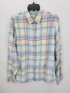 Guess ShirT Mens Large Pastel Plaid Long Sleeve Button Up Vintage Y2K 90s Preppy - Picture 1 of 11