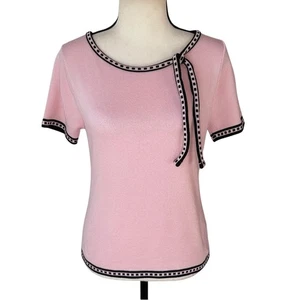 Vintage Summerfield Street Sweater M Short Slv Pink & Black Retro Fairy Coquette - Picture 1 of 15
