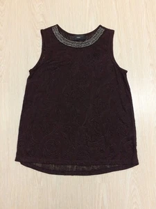 Next Size 16 Brown Sleeveless Semi Sheer Fine Knit Top - Picture 1 of 4