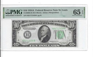 AC $10 1934A Saint Louis PMG 65 EPQ Fr 2006-H - Picture 1 of 2