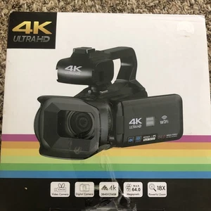 4K Video Camera/Camcorder64MP 60FPS,HD Auto Focus Vlogging 4.0" Touch Screen - Picture 1 of 7
