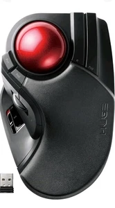 ELECOM Mouse Wireless Trackball Large Ball 8 Button Tilt Function Black & Case - Picture 1 of 9