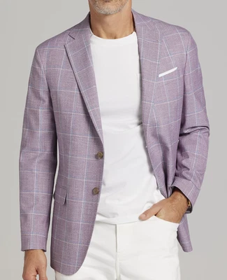 Abrigo deportivo Joseph Abboud JOE para hombre calce moderno rosa ventana talla 46R nuevo con etiquetas Foto 1 de 4