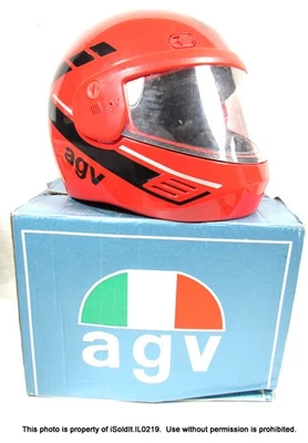 CASCO DE MOTO AGV X-1000 VINTAGE Rojo EN CAJA TALLA XS / 6-3/4 Hecho en Italia Foto 1 de 4