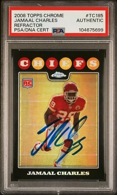 Jamaal Charles 2008 Topps Chrome Refractor Rookie Card #TC185 Auto PSA 104675699 - Image 1 of 2