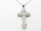 Unique Design Cross Necklace Gift Platinum Sterling Silver Pave White Sapphire