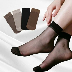10 pares de calcetines cortos de seda elásticos de nailon de tobillo corto transparentes para mujeres y damas - Imagen 1 de 11