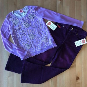 NWT Lipstik Girls Corduroy Pants & LS Top Outfit, sz 6X - Picture 1 of 6
