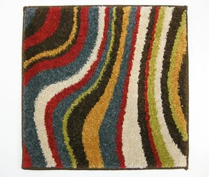 Kleine quadratische Matte Bad oder Tisch bunte Wellen Polypropylen 18”x18” SURYA Neu mit Etikett - Bild 1 von 5