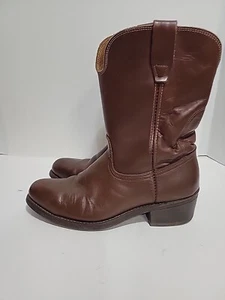 GEORGIA WESTERN COWBOY BROWN LEATHER HARD TOE WORK MENS 10D BOOTS - Picture 1 of 6