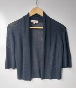 DIANA FERRARI Womens Black Short Sleeve Cardigan Bolero Shrug Size Small EUC - Picture 1 of 13