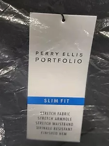 Black Suit Jacket Perry Ellis Portfolio Slim Fit Stretch Fabric 46 Regular - Picture 1 of 4