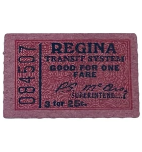 Billete de colección Regina Transit System Saskatchewan Canadá - Imagen 1 de 3