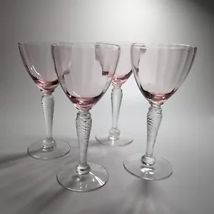 H.C. Fry Glass No. 10 Pattern Cocktail Goblets 4 oz. Pale Pink Bowls Set of 4 - Picture 1 of 10