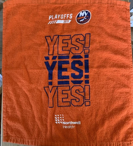 NHL New York Islanders 2019 Playoffs SGA  YES YES YES Orange Blue Rally Towel Cover