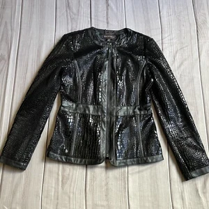 Dana Buchman Women’s Black Leather Zip Jacket Blazer Coat Size XS - Picture 1 of 10