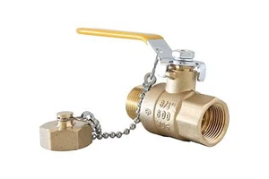Válvula de bola de latón hembra de 3/4" hilo de manguera puerto completo con cadena y tapa - Imagen 1 de 3