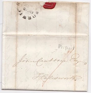 1842 FRANCOBOLLO PREPAGATO DI NORWICH SAMPSON LETTERA ADOTTIVA > J CRABTREE HALESWORTH - Foto 1 di 2