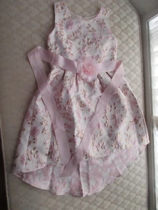 Poppies & Roses Girl's Pink/Gold Floral High-Low Fit & Flare Event Dress, Sz 12Y - Picture 1 of 10