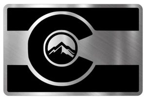 Flag of Colorado USA State Engraved Car Badge Acrylic 3D Emblem BRUSHED SILVER. - Picture 1 of 4