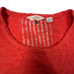 Lucky Brand Linen Eyelet Lace Tank Top Large Coral Open Knit Cover Summer EUC - Picture 1 of 6