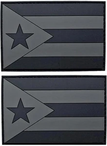Puerto Rico Flag PVC RUBBER Morale Patch - 2PC HOOK BACKING 3" X 2" - Picture 1 of 1